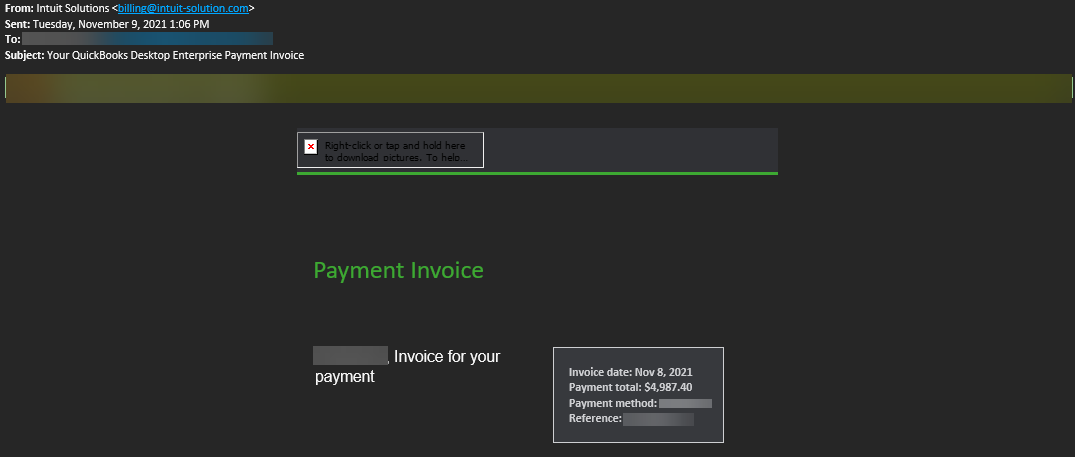 PHISHING EMAIL: Your QuickBooks Desktop Enterprise Payment Invoice